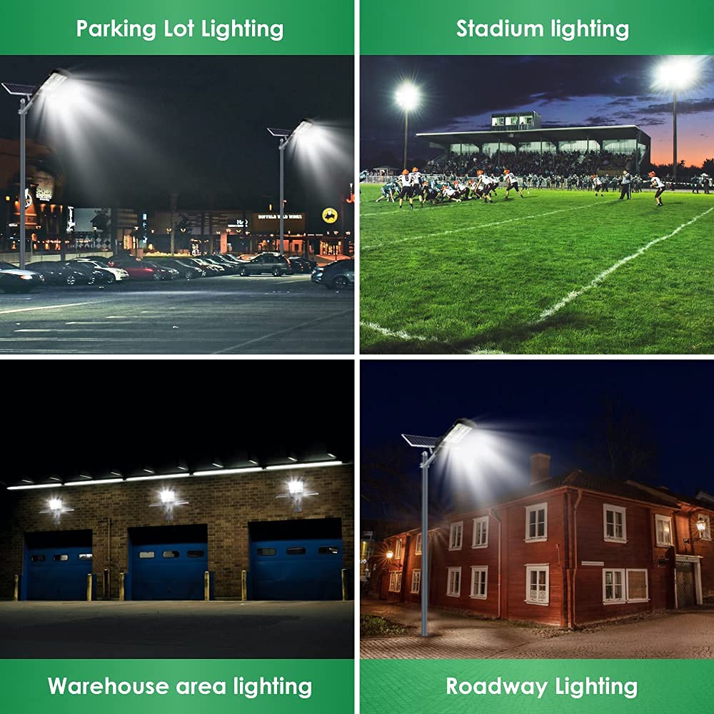 1600W Solar Street Lights Outdoor with Remote & Motion Sensor - IP66 Waterproof LED Flood Lights for Parking Lot, Stadium, Pathway, Yard, Driveway, Roadway, Basketball Court - Dusk to Dawn Security Lighting for Enhanced Safety & Energy Savings