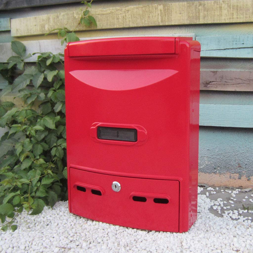 Waterproof Outdoor Mailbox - Durable Wall Mount Letter Box with Lock, Anti-Rust Metal Construction (Black/Red) - Perfect for Home, Garden, Apartment & Office Use