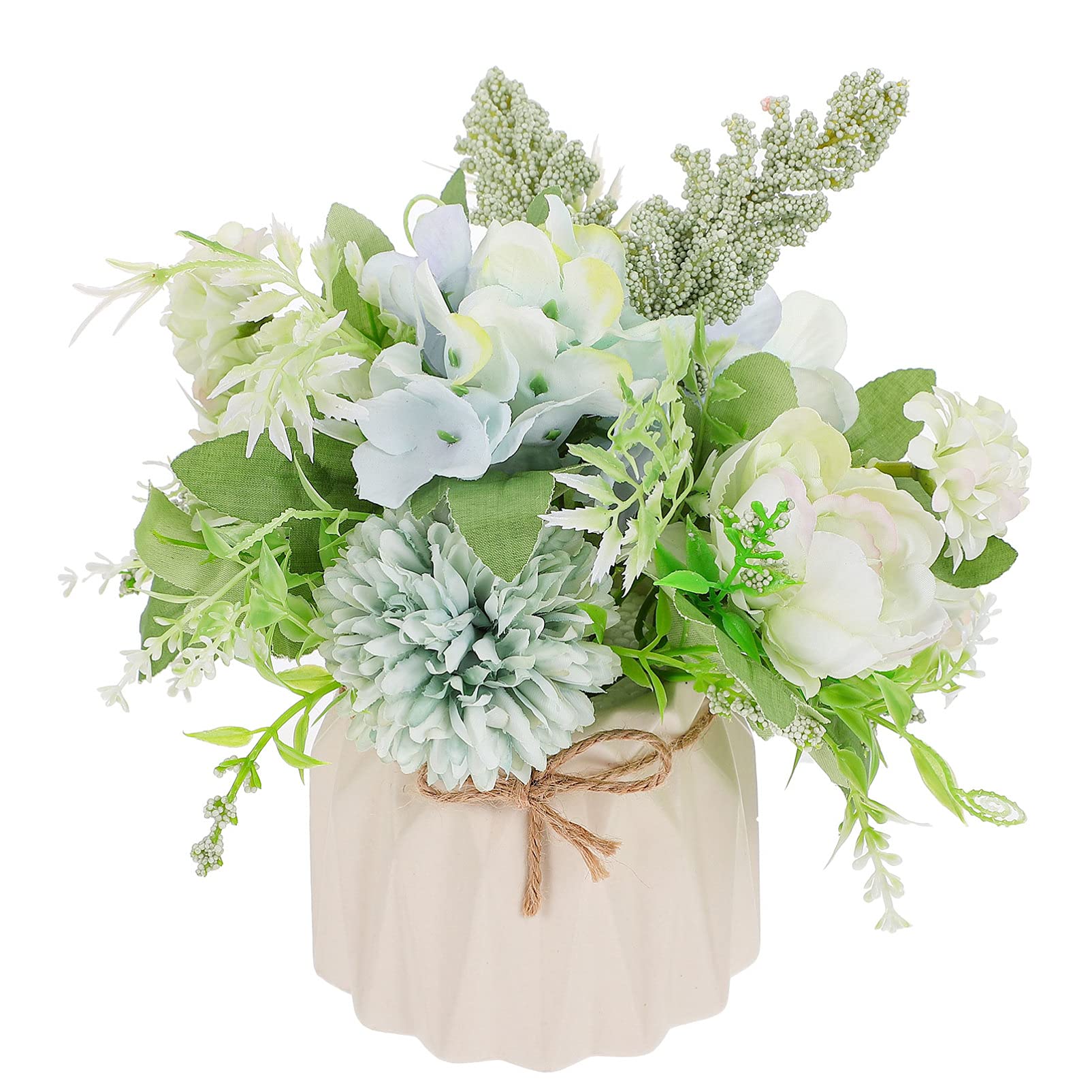 VOSAREA Artificial Rose Greenery Set - Silk Rose Flower & Ceramic Vase for Indoor Plants, Desk Decor, Home Office Decor | Faux Plants for Living Room, Bedroom, Wedding Centerpiece Decorations