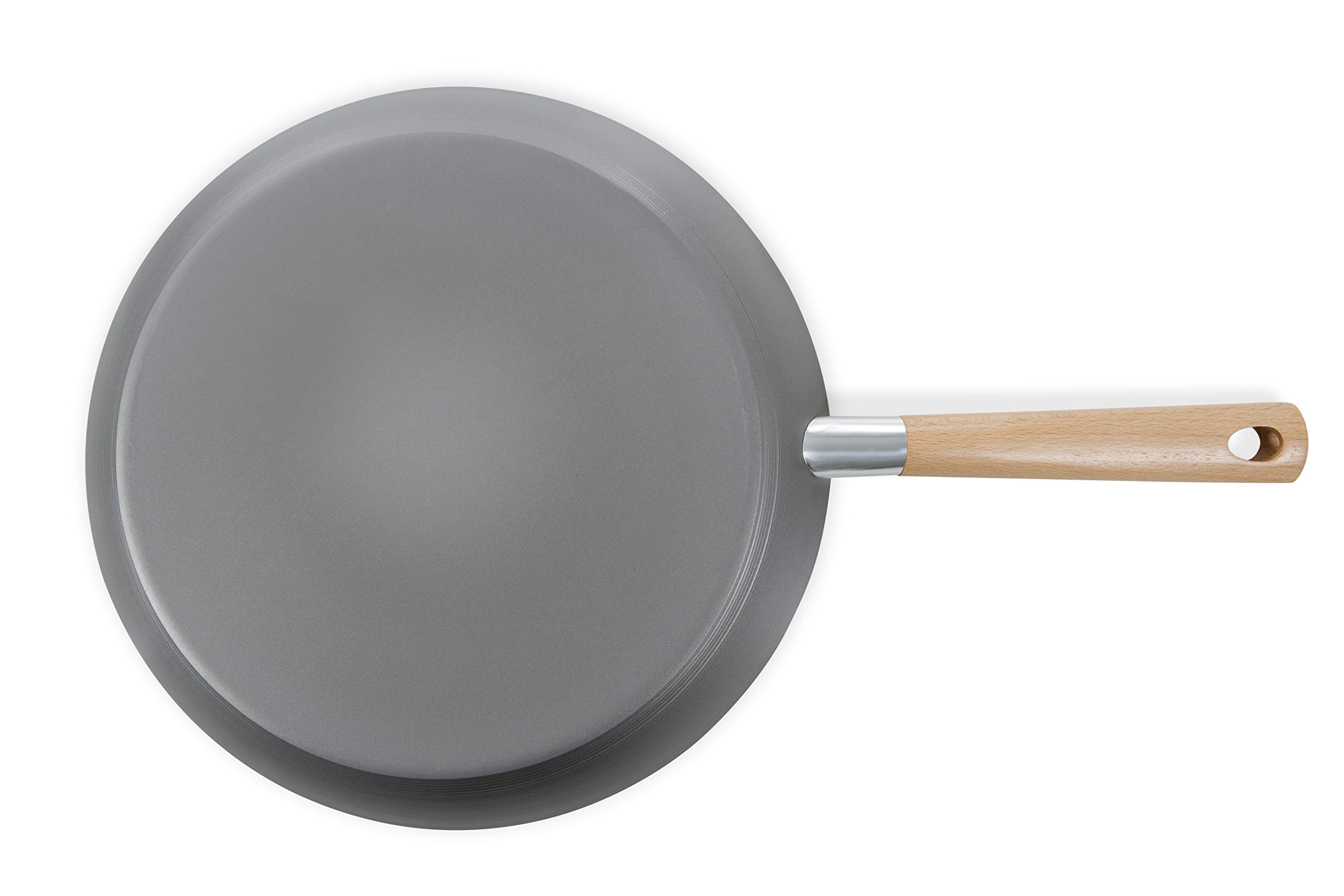 Premium 12-Inch Carbon Steel Frying Pan - Natural Gray Non-Stick Skillet for Professional & Home Cooking | Perfect for Searing, Frying & Sauteing