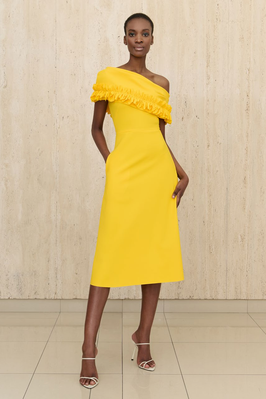 Greta Constantine Lofiyah Ruffle A-Line Dress for Women | Elegant Flowy Party Dress for Weddings, Cocktails & Special Occasions
