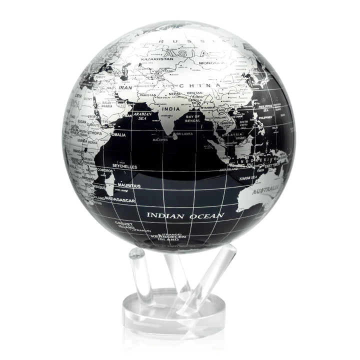 MOVA Globe - Black & Silver Rotating Globe for Home Decor, Office Desk, Gift Ideas | Solar Powered, No Batteries Needed