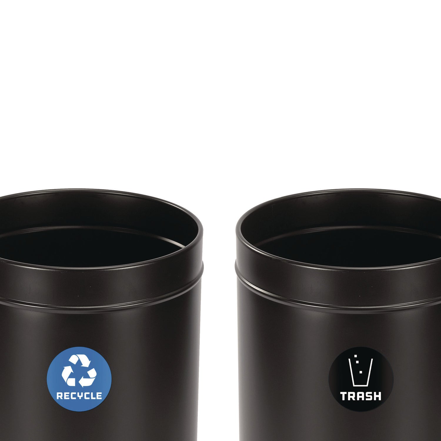 Alpine Industries 27 Gallon Black Stainless Steel Recycling Bin & Trash Can - Durable Kitchen & Office Waste Receptacle for Home & Commercial Use