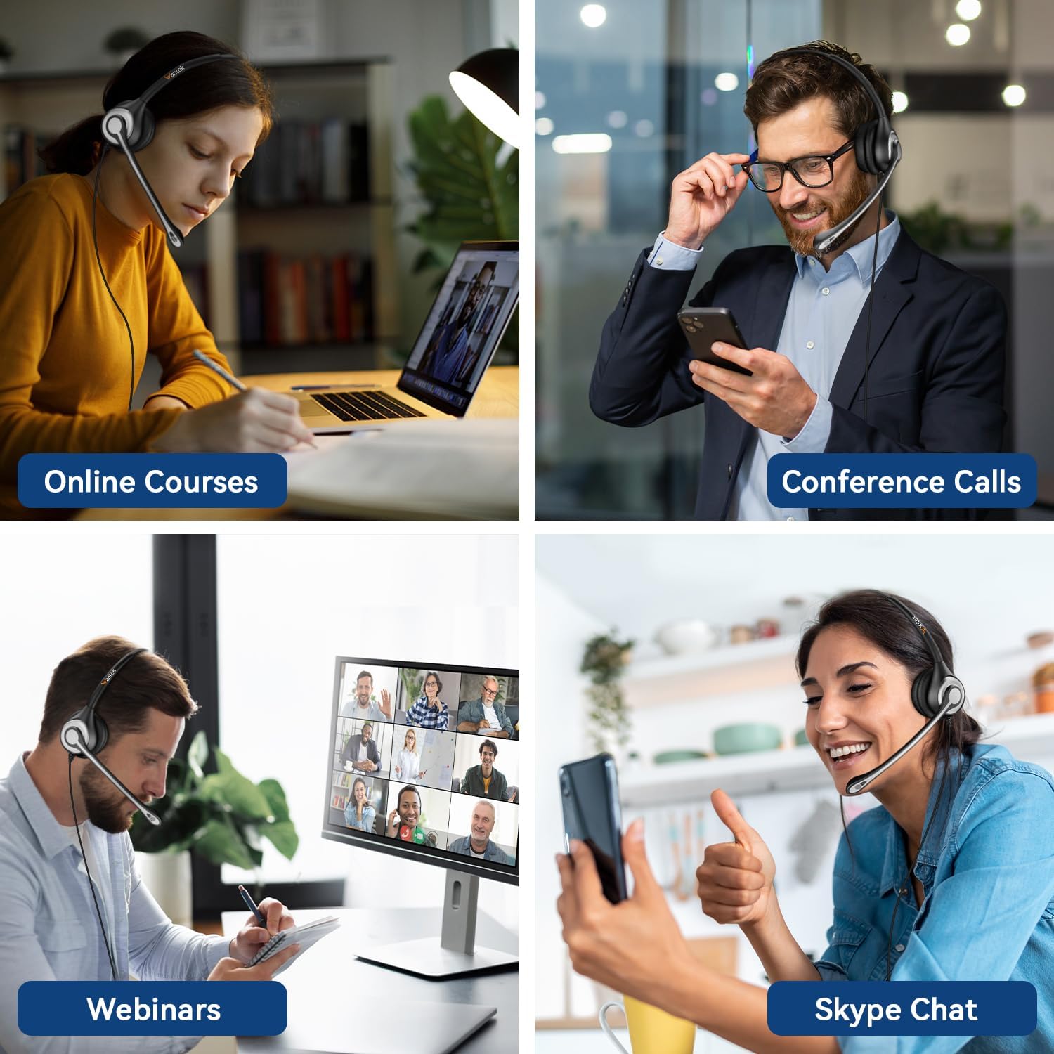 Noise Cancelling Headphones with Microphone - 3.5mm Wired Computer Headset for Samsung/PC/Skype/Call Center - Ultra Comfortable Office Headset for Business Calls, Online Meetings & Remote Work