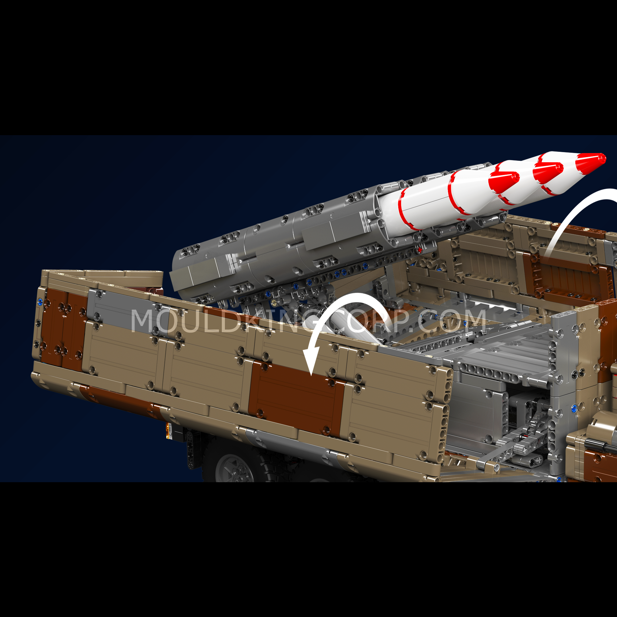 Mould King 20044/20045 8x4 RC Missile Truck Military Building Blocks Set - 3,594 Pieces STEM Toy for Adults & Kids | Remote Control Army Vehicle Model for Collection, Gift & Battle Play