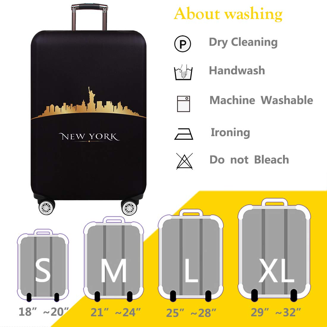 Washable Spandex Luggage Cover for Travel - Thickened Protective Suitcase Cover Fits 18/24/28/32 Inch Bags (XL 29
