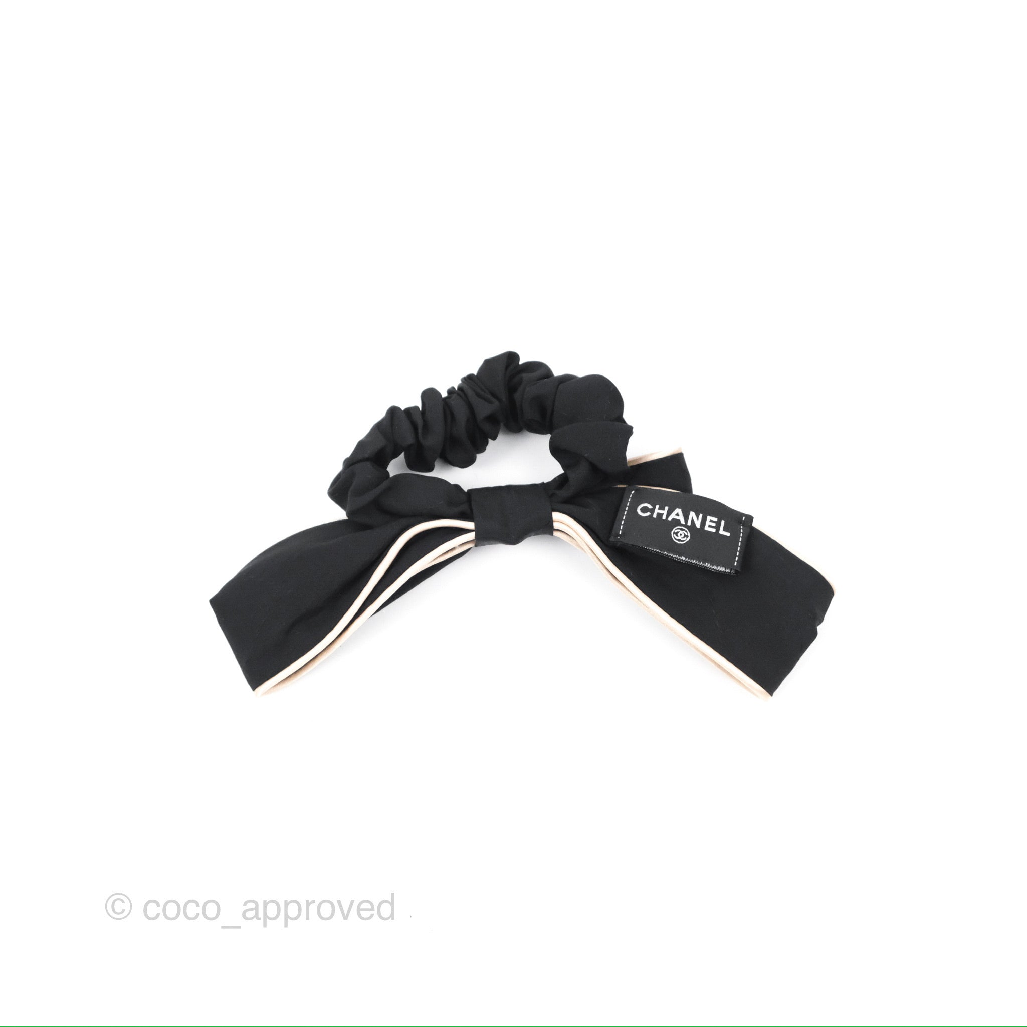 Chanel Bow Silk Hair Accessory Ivory & Black - Elegant Hair Clip for Women, Perfect for Weddings, Parties & Special Occasions