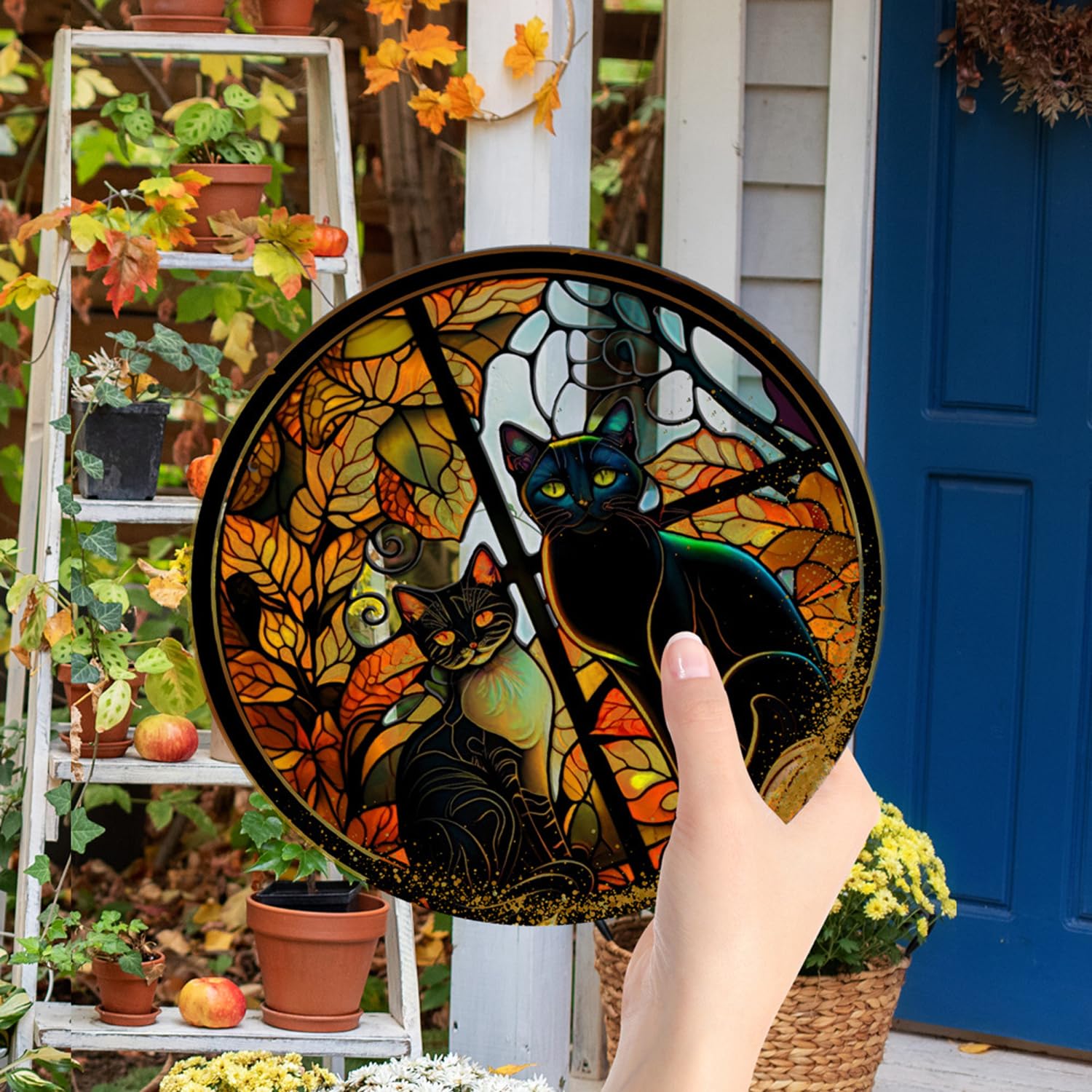 MATIHAY Black Cat Acrylic Window Hanging - Cute Cat Wall Decor for Cat Lovers, Halloween Fall Christmas Home Decor, Perfect for Living Room, Bedroom, or Cafe (Set of 2)