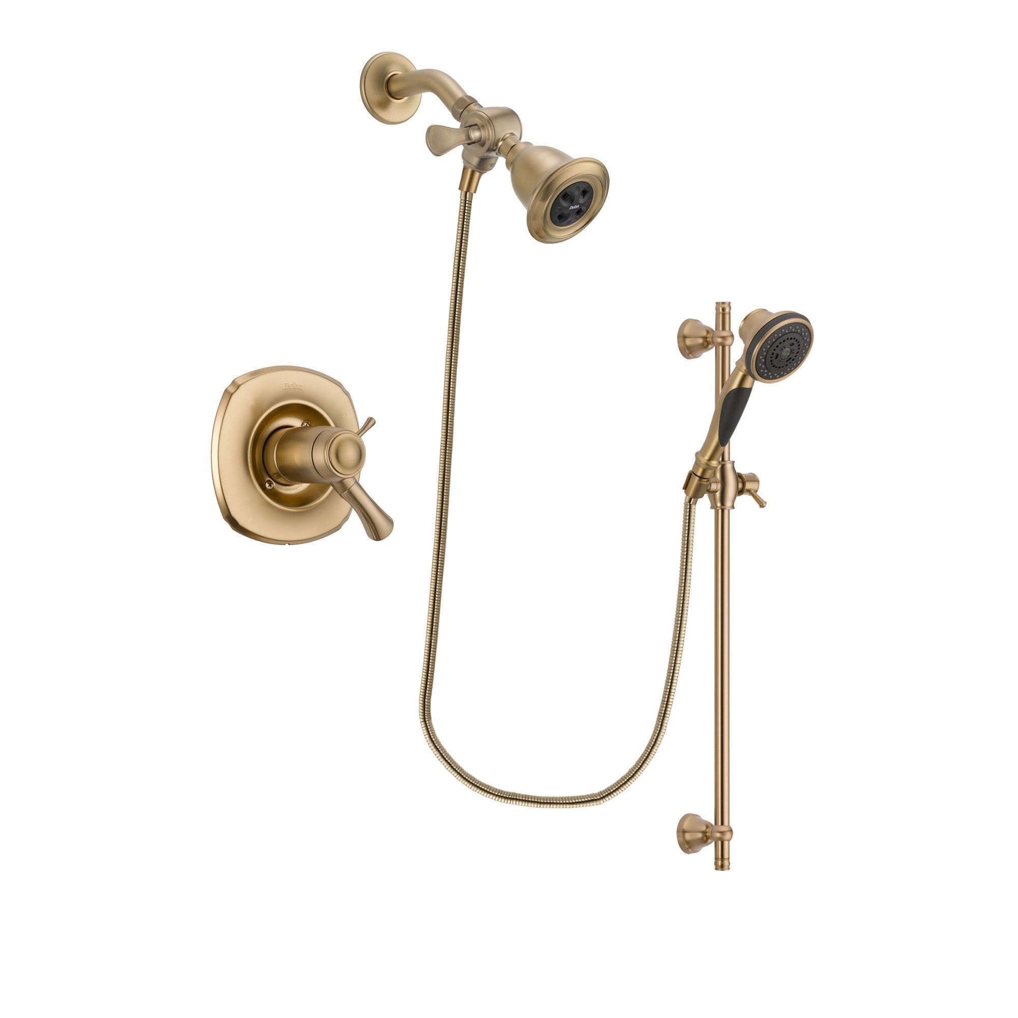 Delta Addison Champagne Bronze Thermostatic Shower System with Water-Efficient Showerhead, Handheld Spray & Slide Bar - DSP3556V | Perfect for Modern Bathroom Renovations & Water Conservation