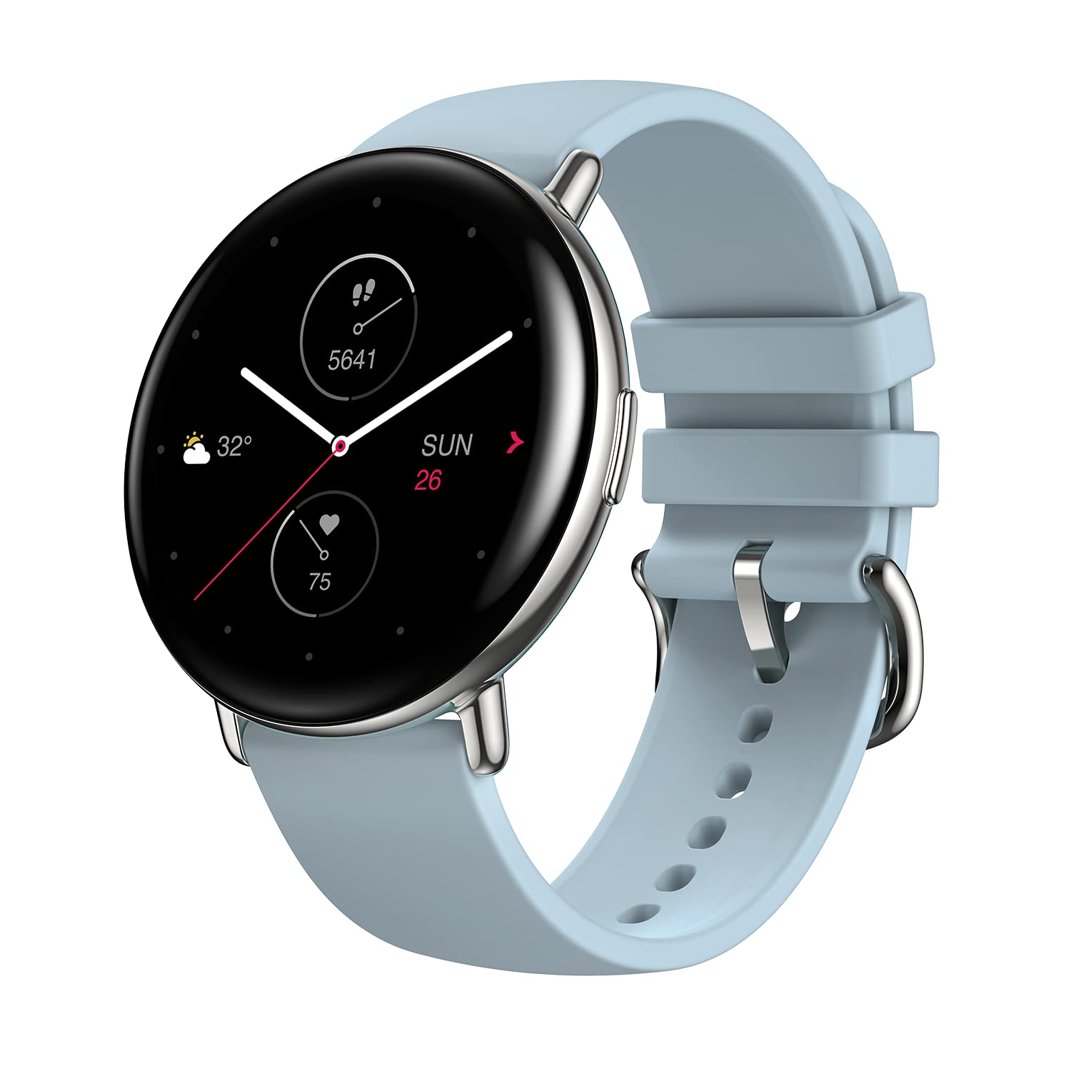 Amazfit Zepp E Circle Smart Watch for Men - Fitness Tracker with Heart Rate, Blood Oxygen & Sleep Monitoring | 5ATM Waterproof | Always-On Display | Compatible with Android & iPhone | Ice Blue | Perfect for Workouts, Swimming & Daily Health Tracking