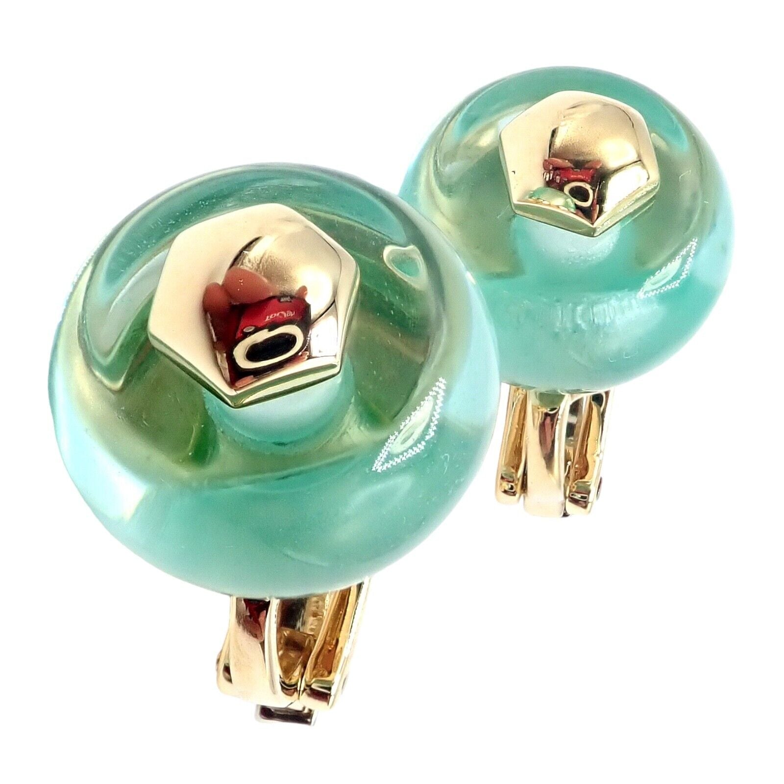 Authentic Vintage Marina B 18k Yellow Gold Pneu Crystal Earrings - Luxury Jewelry for Women, Perfect for Parties, Weddings & Special Occasions