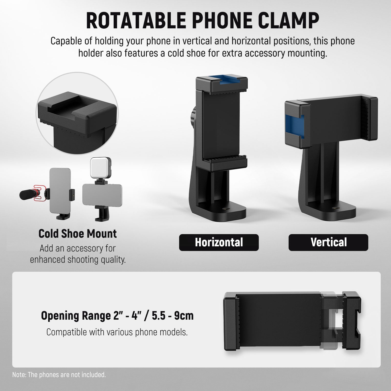 NEEWER SD001 Professional Camera Slider Dolly with 360° Ball Head & Universal Phone Clamp - Perfect for Time-Lapse Photography, Vlogging, and Smooth Video Shots