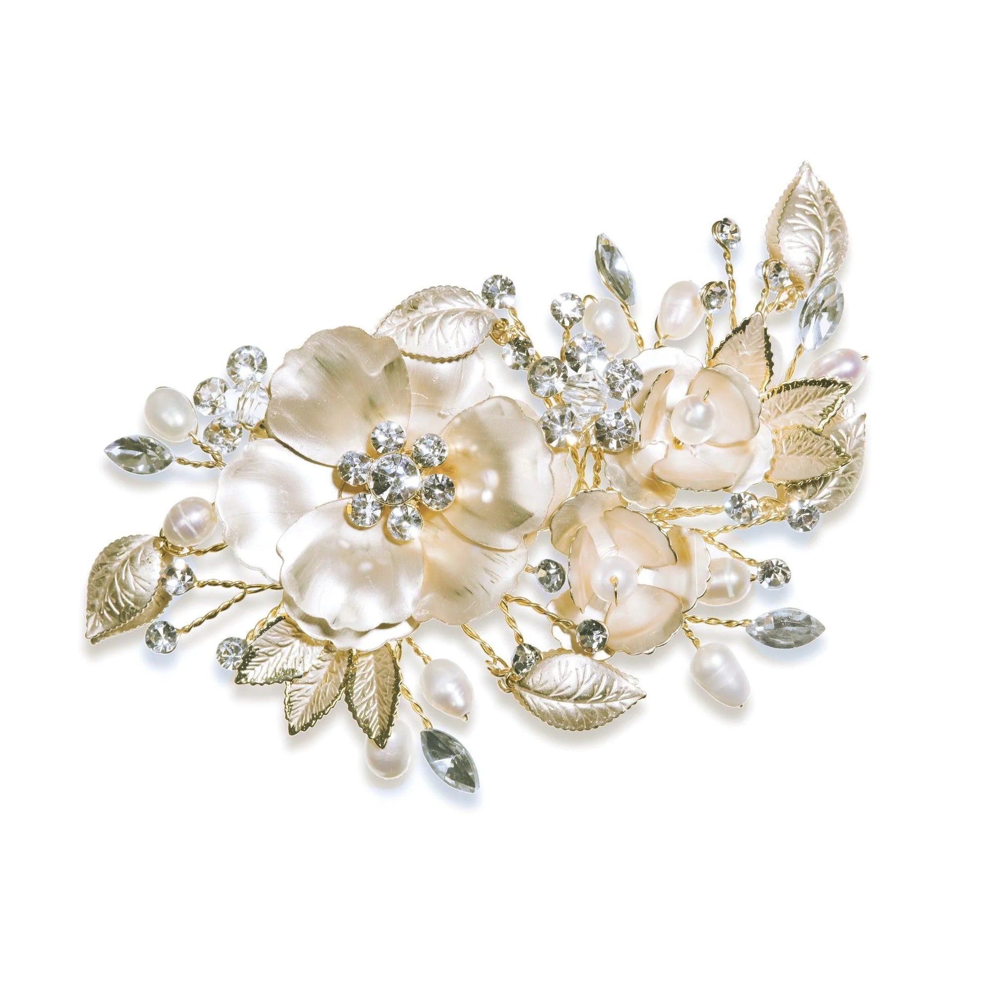 Elegant Floral Wedding Hair Clip with Swarovski Crystals & Freshwater Pearls - Perfect for Brides, Bridesmaids, and Special Occasions