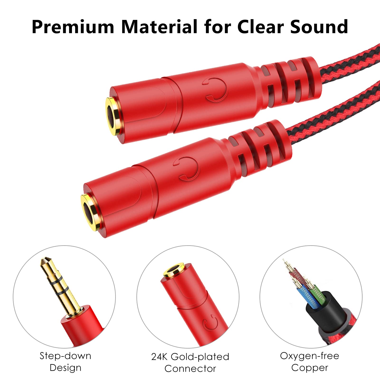 MillSO 3.5mm Audio Headphone Splitter - TRS Male to 2 Female Stereo Y Splitter Cable, 8inch, Dual Headphones & Speakers Compatible with Smartphone, MP3, Laptop, Tablet, PC - Perfect for Gaming, Travel & Office Use