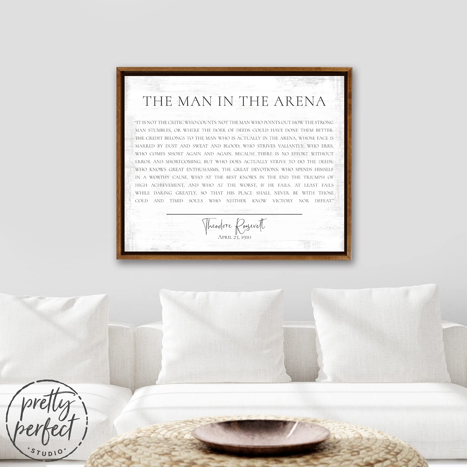 The Man in The Arena Framed Wall Art - Theodore Roosevelt Inspirational Quote Print for Home & Office Decor | Motivational Speech Poster | Perfect for Living Room, Study & Workspace