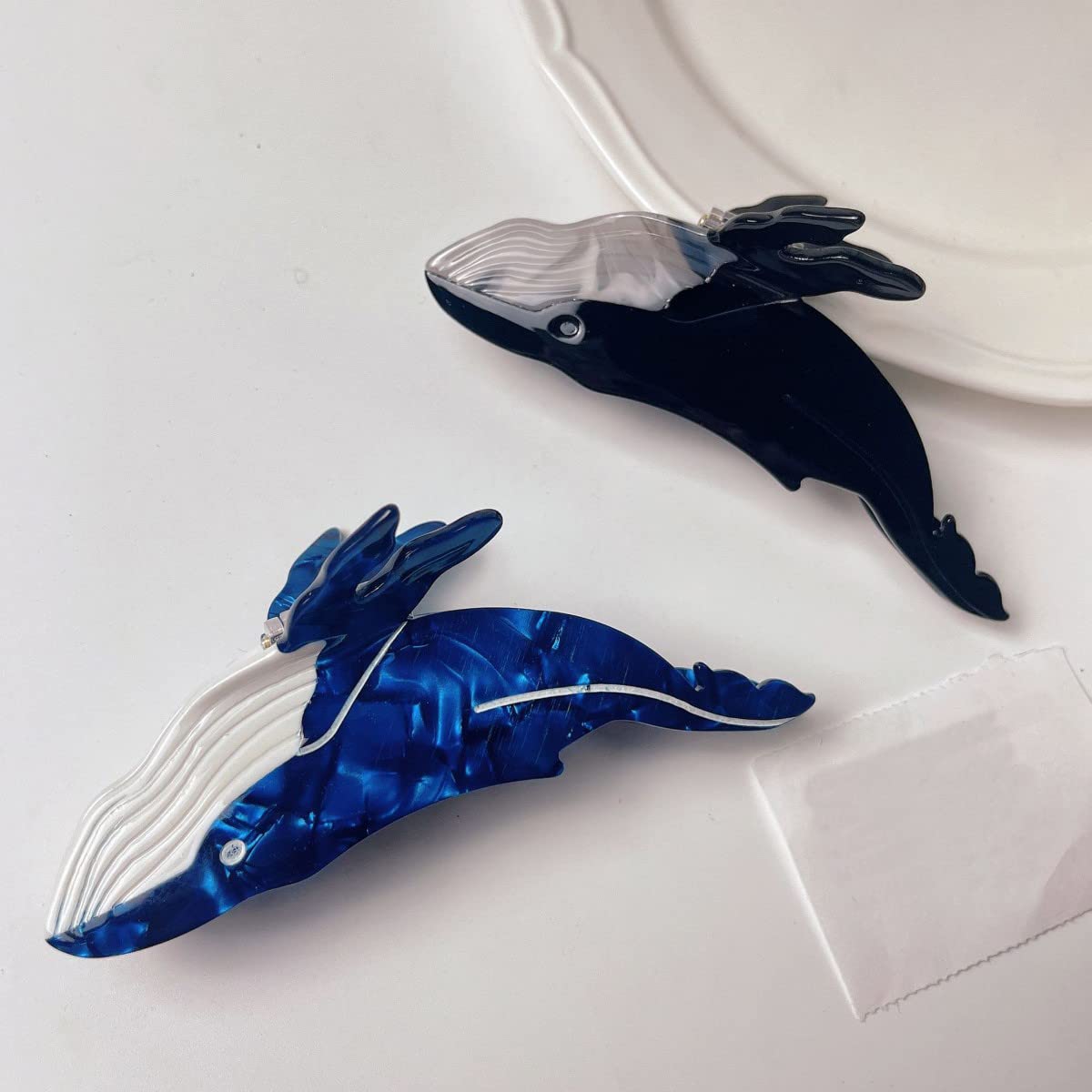 Whale Hair Clips for Women - Blue Acetate Small Claw Clips for Girls & Women - Perfect for Everyday Styling