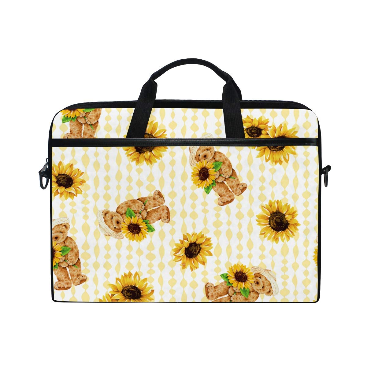 AGONA Cute Bear & Sunflower Laptop Shoulder Bag - 15 Inch Messenger Bag for 14-15 Inch Laptops, Notebooks, Ultrabooks & Chromebooks - Waterproof Laptop Briefcase for Men & Women - Perfect for Work, School, Travel & Daily Commute