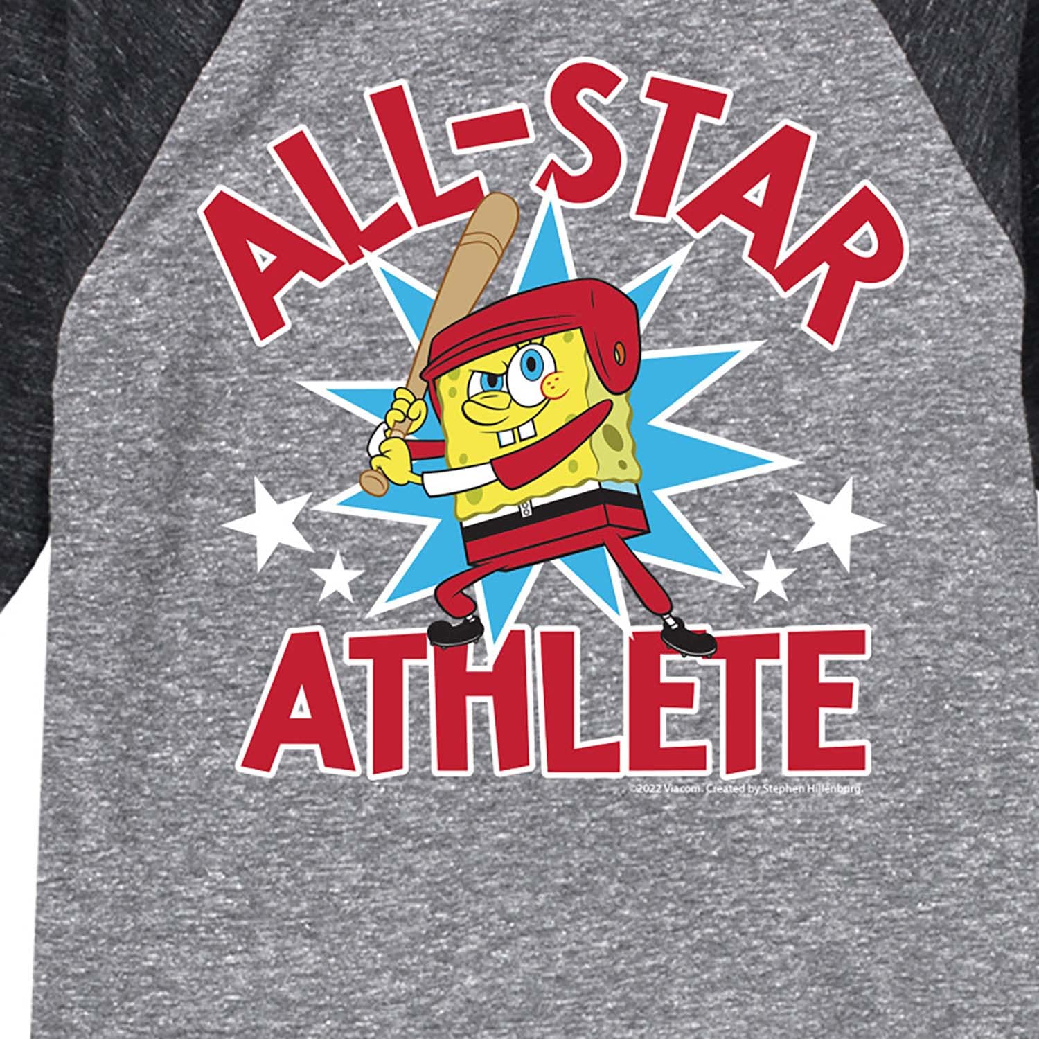 HYBRID APPAREL Spongebob Squarepants American All Star Raglan Graphic T-Shirt for Toddler & Youth | Cartoon Character Tee for Kids Playdate, School & Casual Wear
