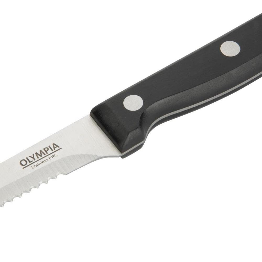 Premium Serrated Steak Knives Set - 115mm Black Handle Stainless Steel Blades - Perfect for Steak Dinners, BBQ Parties & Fine Dining Experience