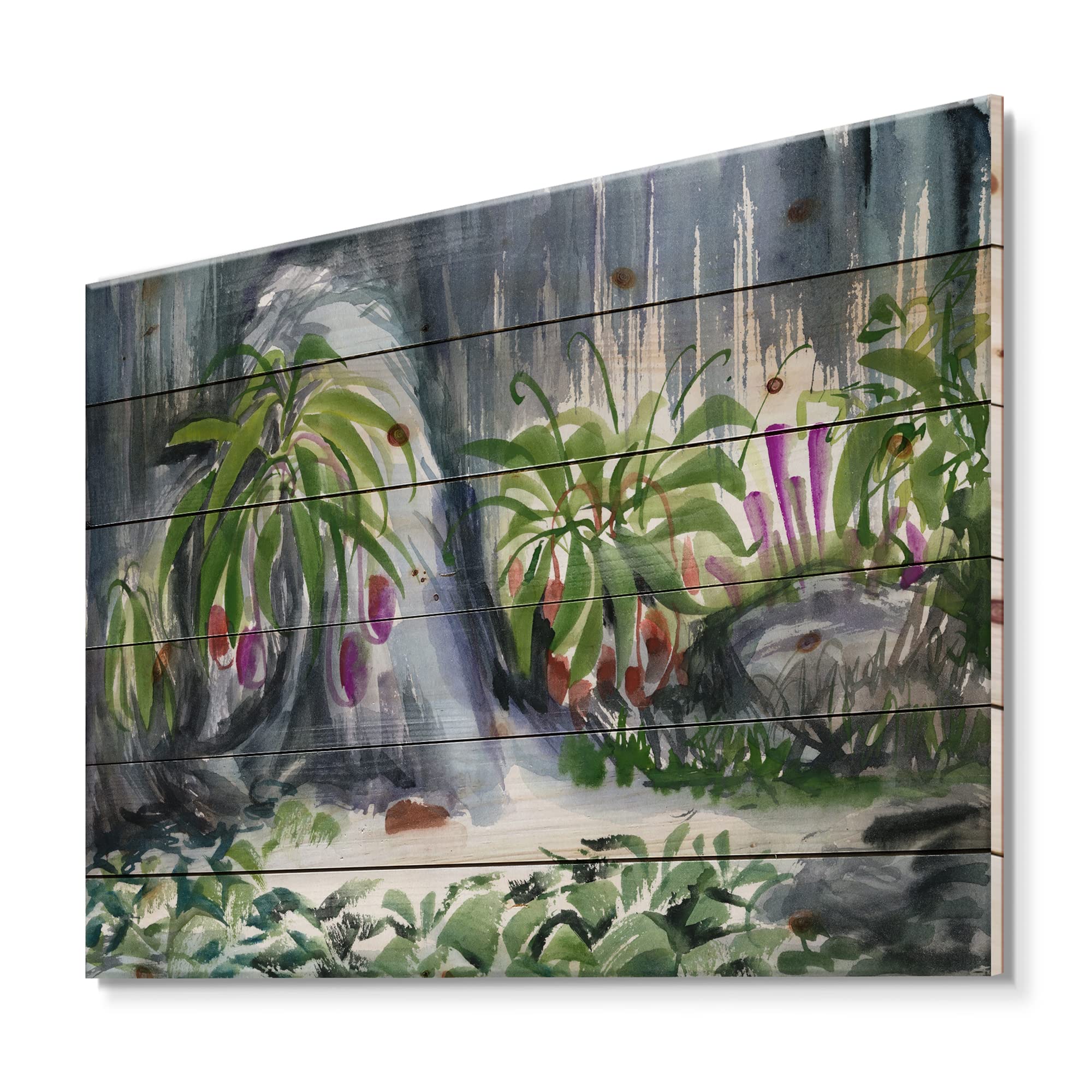 DesignQ Tropical Plants Oasis Farmhouse Wood Wall Decor - Large Floral Wood Wall Art Panels Printed on Natural Pine - Perfect for Living Room, Bedroom & Office Decor