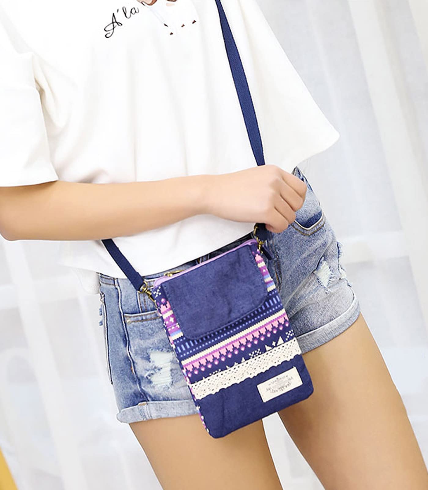 Stylish Leaf Pattern Canvas Crossbody Phone Purse - Lightweight Small Wallet Bag for Women & Girls | Perfect for Daily Use, Travel, Shopping & Outdoor Activities