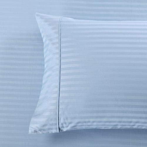 Premium 650 Thread Count Stripe Pillowcase Set (2-Pack) - Soft & Wrinkle-Resistant Standard Size Pillow Cases - Breathable Luxury Bedding for Hotels, Guest Rooms & Home Decor - Blue