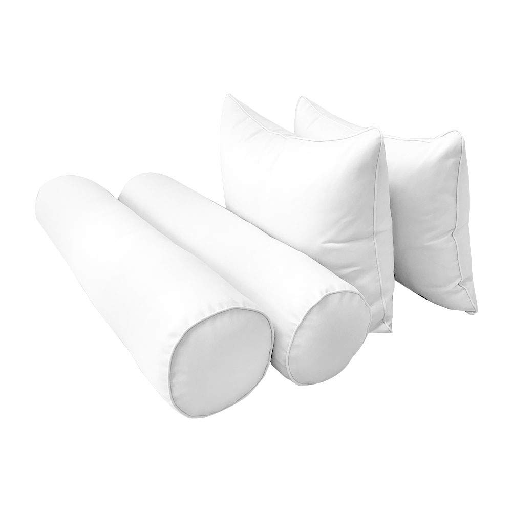 Prolinemax Outdoor Style 4 Twin-XL Piped Trim Daybed Mattress Bolster Pillow Fitted Sheet Cover Only - AD106 | Perfect for Patio Furniture, Sunroom Decor & Guest Bedding