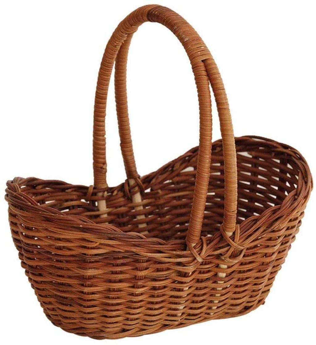 Natural Woven Willow Picnic Basket with Handle - Oval Wicker Hamper for Outdoor Parties, Picnics, Fruit Serving, and Flower Storage | Perfect for Beach, Garden, and Camping Trips