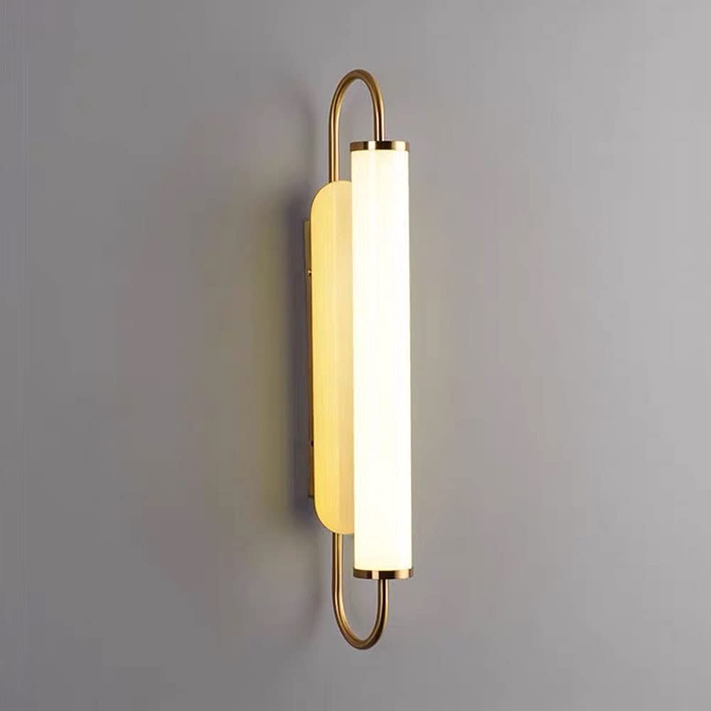 Modern Gold Metal LED Wall Sconce with Nordic Acrylic Shade - Indoor Wall Mount Lighting Fixture for Bedroom, Living Room, Hallway & Stairs - Energy Efficient Ambient Lighting for Home Decor