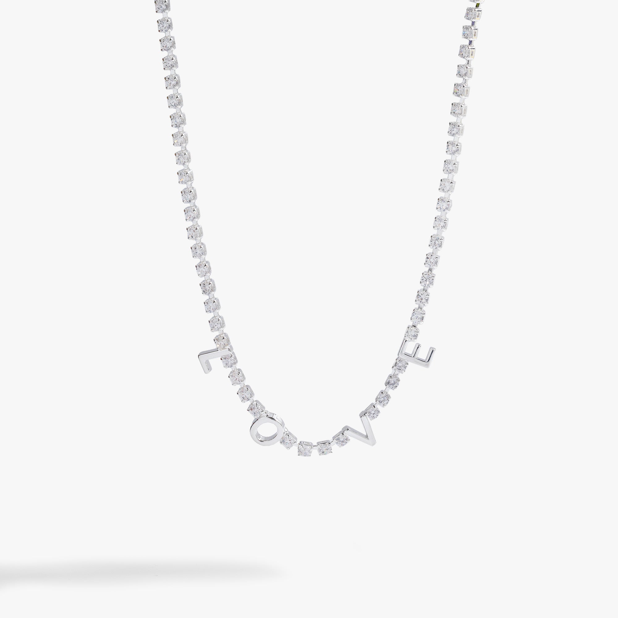 Elegant Love Crystal Tennis Necklace for Women - Perfect for Weddings, Anniversaries & Special Occasions