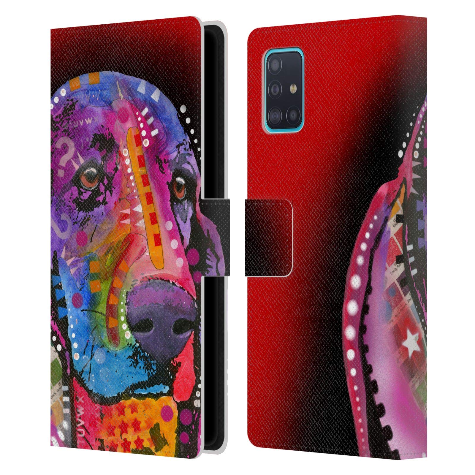 Dean Russo Basset Hound Dogs Leather Book Wallet Case Cover for Samsung Galaxy A51 (2019) - Officially Licensed by Head Case Designs, Perfect for Work, Travel & Everyday Use