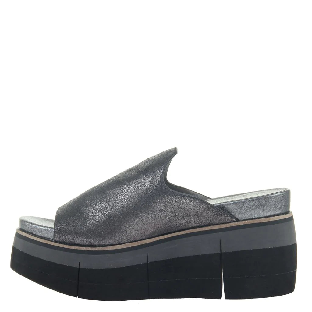 Flow Platform Sandal for Women - Pewter Metallic Comfort Slides | Perfect for Beach, Pool, and Summer Outdoor Activities
