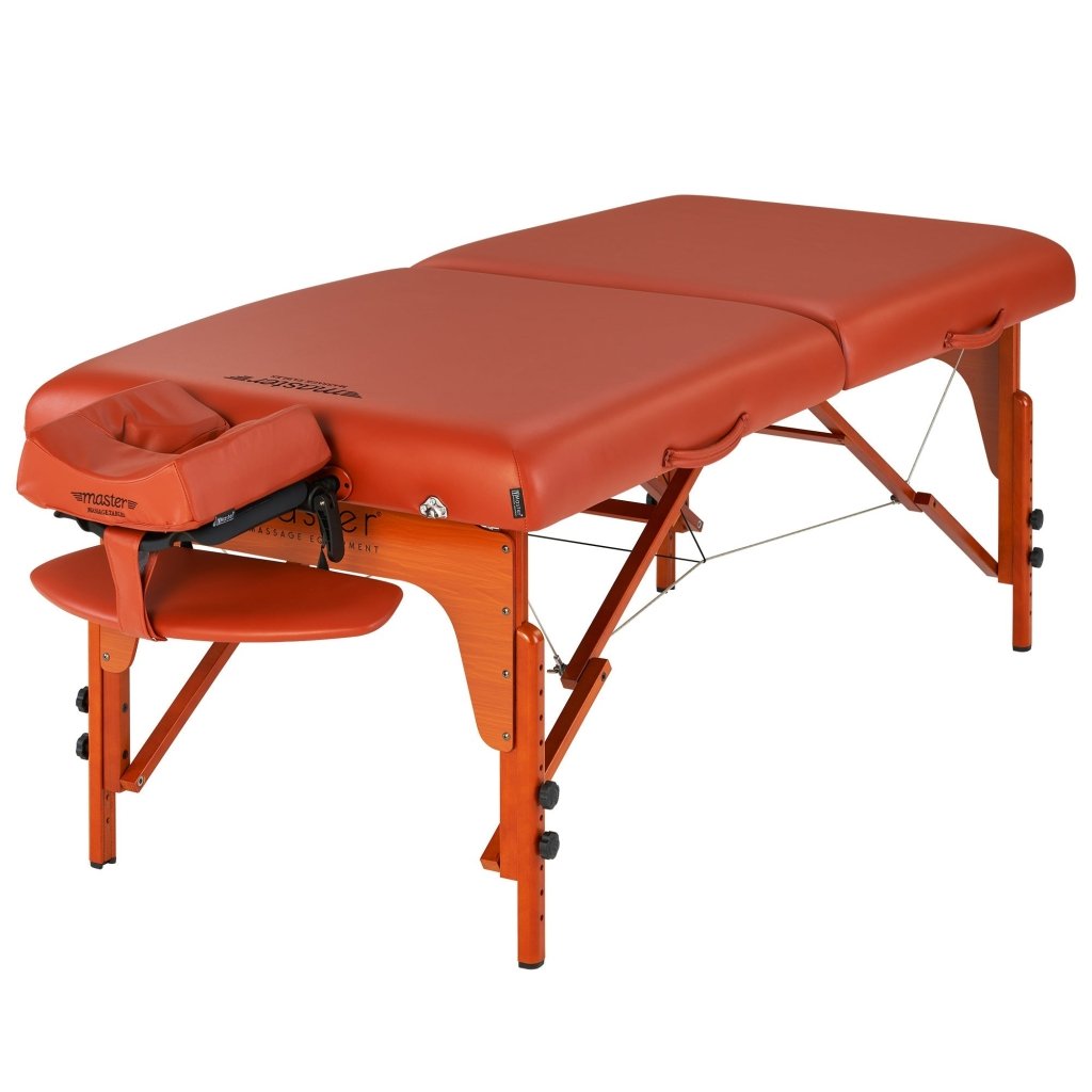 Portable Massage Table with Adjustable Heating System - Master Massage 31 SANTANA™ Therma Top® Shiatsu & Reiki Panels, Mountain Red - Perfect for Home Spa, Professional Therapy & Relaxation Sessions