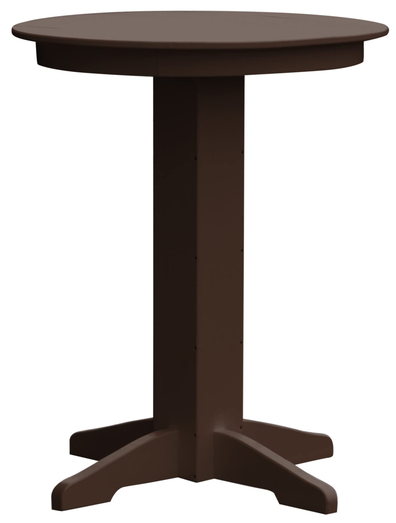 Durable 33-inch Round Poly Lumber Bar Table in Tudor Brown - Perfect for Outdoor Patio, Deck, or Poolside Dining | Furniture Barn USA