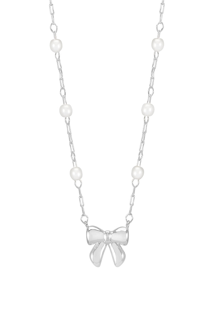Elegant Pearl Bow Necklace for Women - Dainty Pearl Jewelry Gift for Her - Perfect for Weddings, Parties & Special Occasions