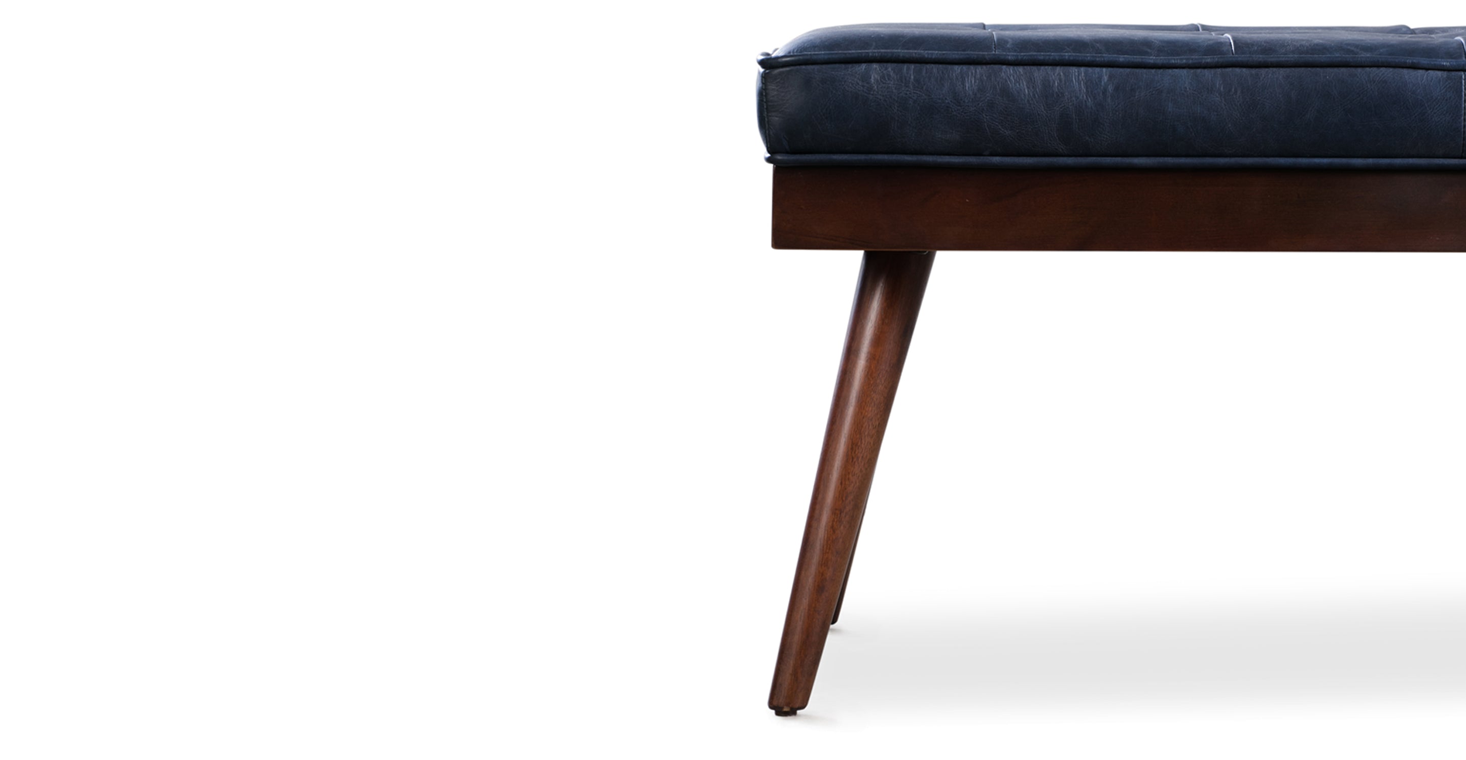 Luca Leather Bench - Modern Upholstered Storage Ottoman with Tufted Design for Living Room, Bedroom, or Entryway - Durable Faux Leather Seat with Sturdy Wooden Legs - Perfect for Extra Seating, Footrest, or Stylish Home Decor
