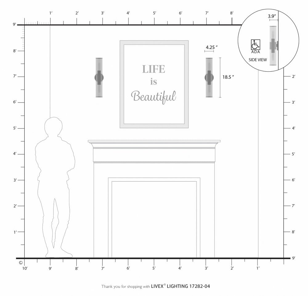 Livex Lighting Bancroft 2-Light ADA Bathroom Vanity Light - 18.5