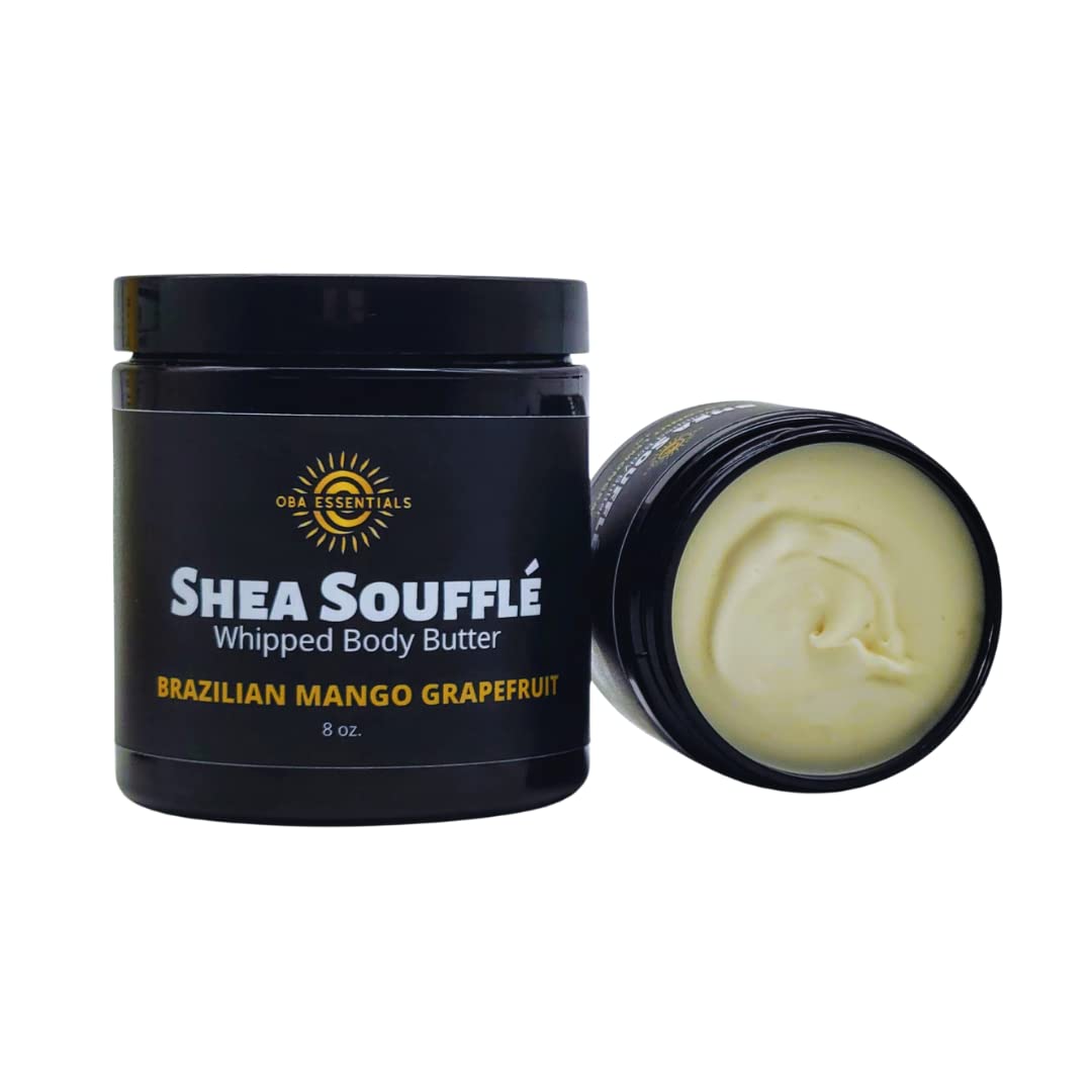 Brazilian Mango Grapefruit Shea Soufflé Whipped Body Butter - Ultra Moisturizing Shea Butter Cream for Dry Skin | Perfect for Daily Hydration, After Shower Care & Spa Treatments
