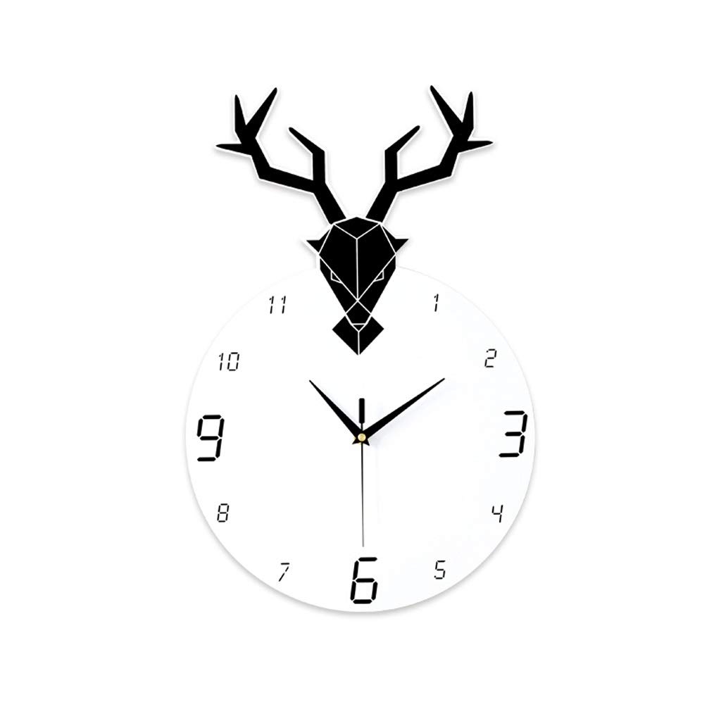 Stylish Deer Head Wall Clock - Silent Non-Ticking Decorative Clock for Living Room, Bedroom & Kitchen - Easy to Read Modern Home Decor - Perfect for Farmhouse, Rustic or Contemporary Interior Design