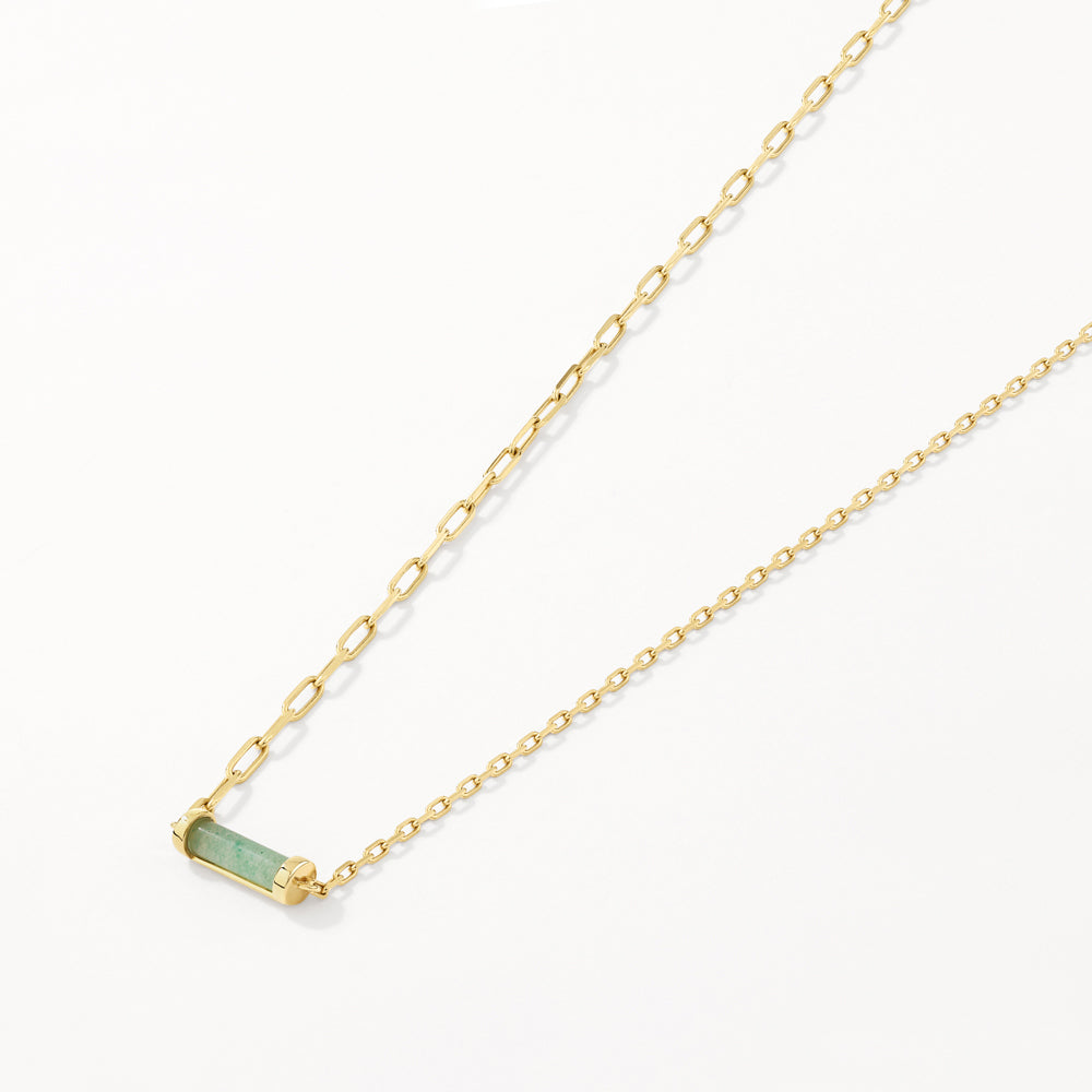 Aventurine Half Paperclip Fob Chain Necklace in Gold - Elegant Layering Necklace for Women, Perfect for Everyday Wear, Office & Date Night
