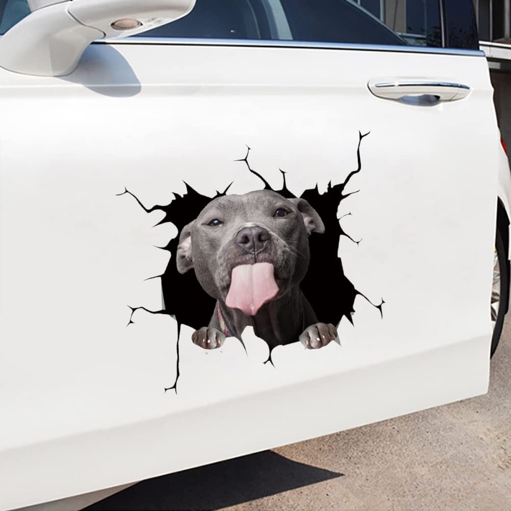 Realistic 3D Dog Stickers for Car Windows - Funny Pet Decals & Puppy Crack Electrostatic Clings - Waterproof Auto Decor Accessories for Cars, Walls & Home Use