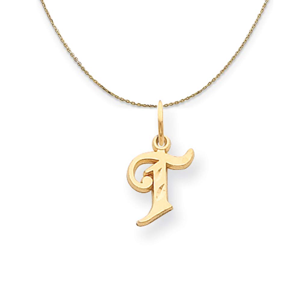14k Yellow Gold Mini Letter T Initial Necklace - Isabelle Black Bow Pendant for Women, Elegant Personalized Jewelry Gift for Birthday, Anniversary, Valentine's Day