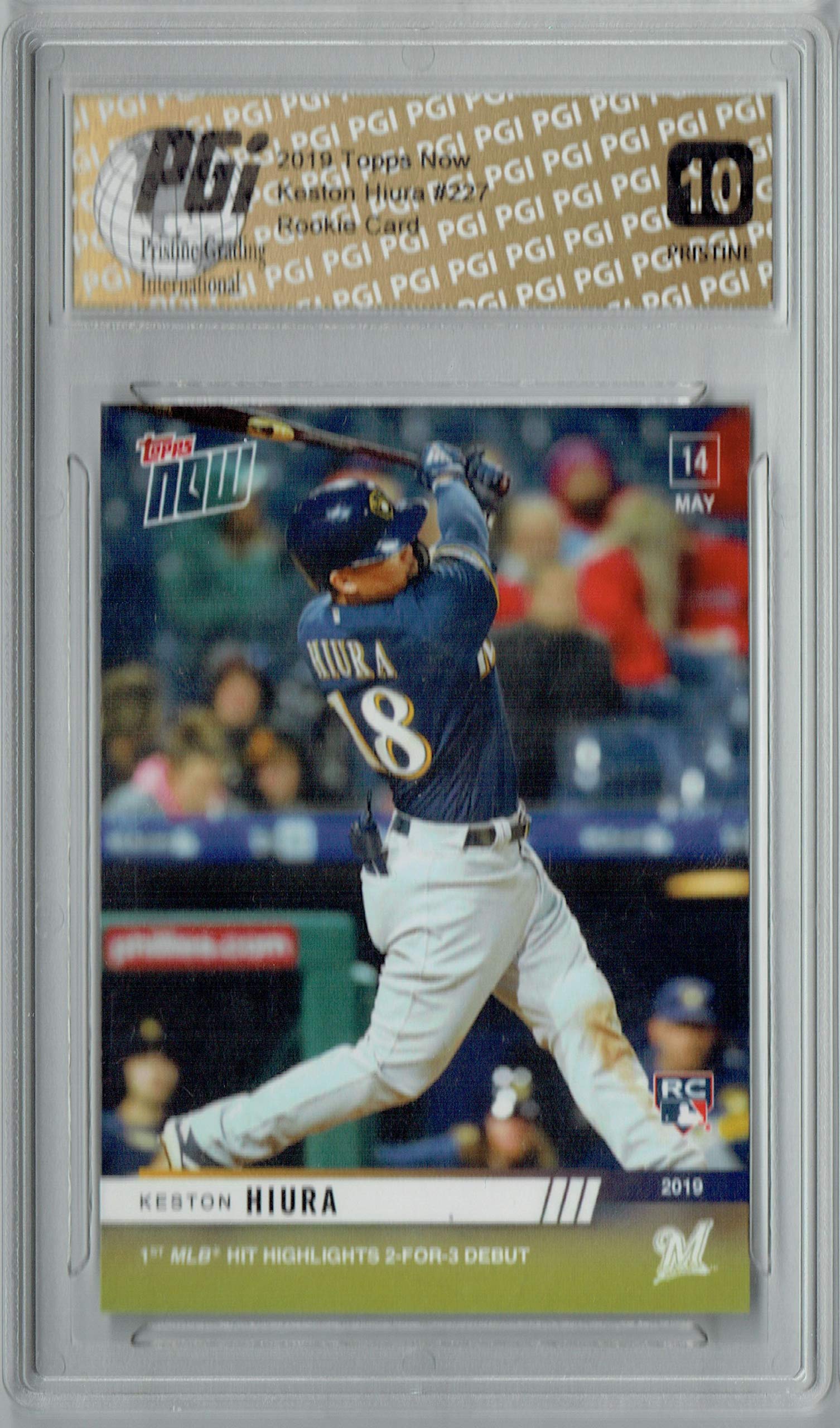 2019 Topps Now #227 Keston Hiura PRISTINE Rookie Card PGI 10 - Perfect for Baseball Card Collectors and Milwaukee Brewers Fans