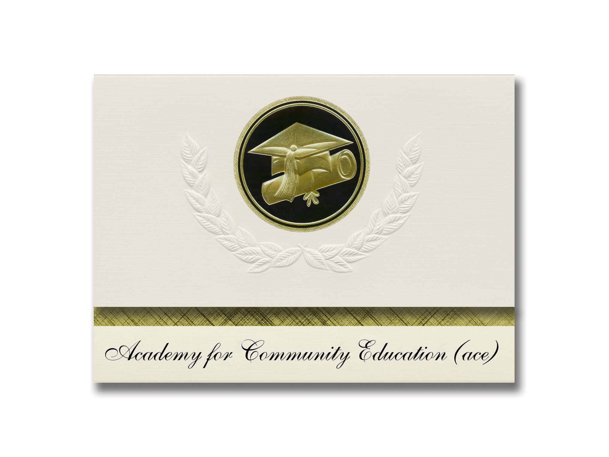 ACE Academy for Community Education (El Portal, FL) Graduation Announcements - Presidential Elite Pack of 25 with Cap & Diploma Seal in Black & Gold | Perfect for High School Commencement Ceremonies & Academic Achievements