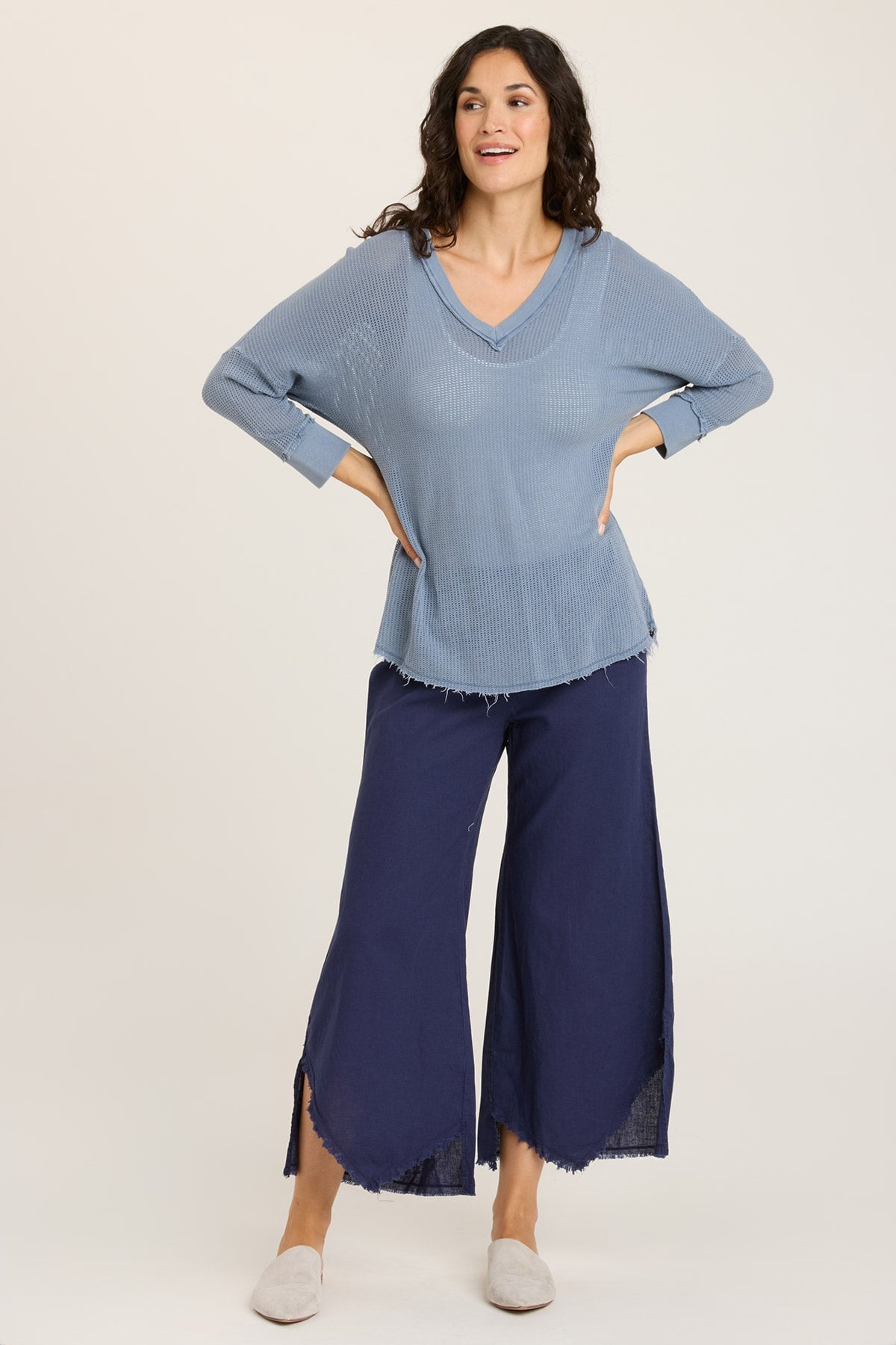 Stylish Asymmetric Wide Leg Pants for Women - High Waisted Flowy Trousers with Side Slits | Perfect for Office, Casual Outfits & Special Occasions