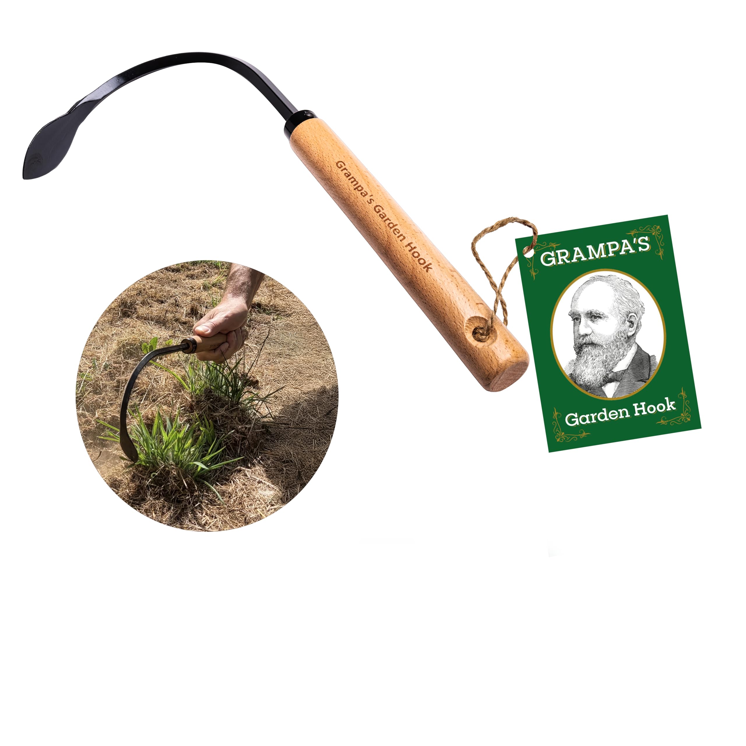 Grampa's Garden Hook - Heavy Duty Weed Puller Tool & Hand Cultivator for Gardening - Multi-Purpose Tool as Cultivator, Hand Tiller, Weeder & Edging Tool - Lightweight Durable Design for Easy Weed Removal & Soil Cultivation - Perfect for Home Gardens, Flower Beds & Lawn Care