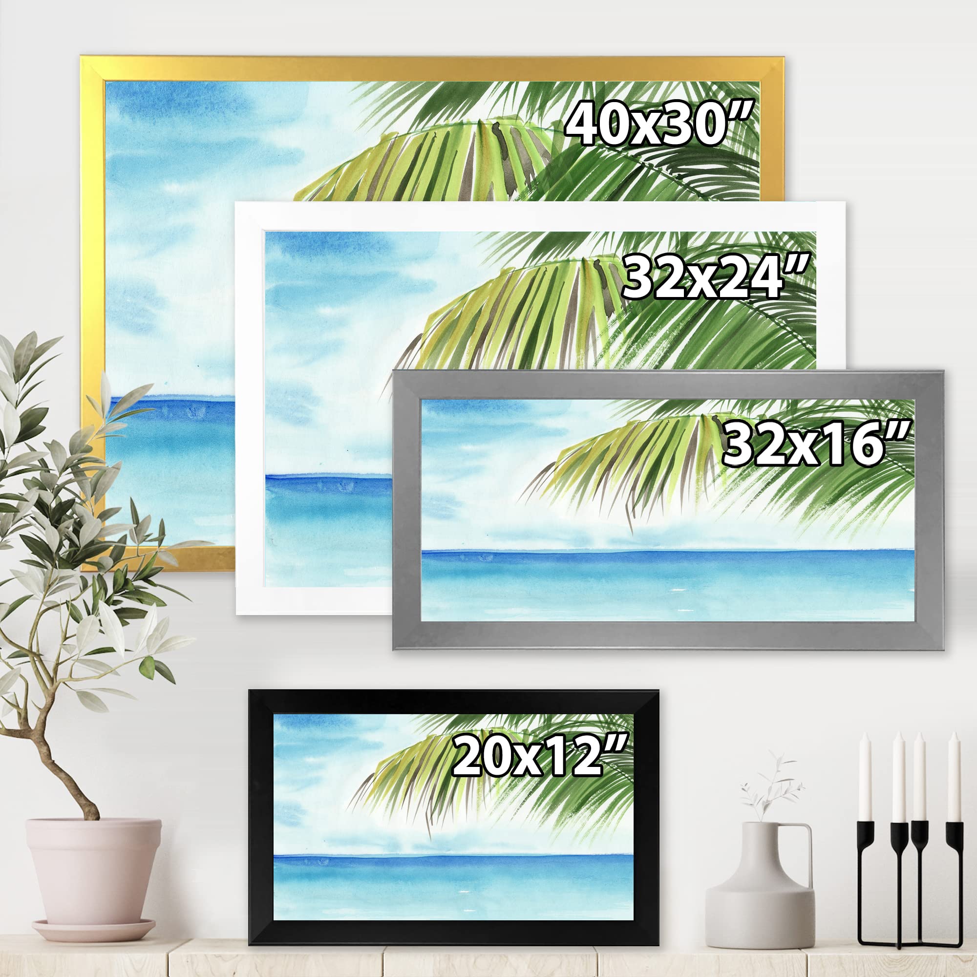 Palm Beach Resort At Dawn III Framed Wall Art - Coastal & Nautical Decor for Living Room, Bedroom, Office | Beach House & Vacation Home Wall Decor