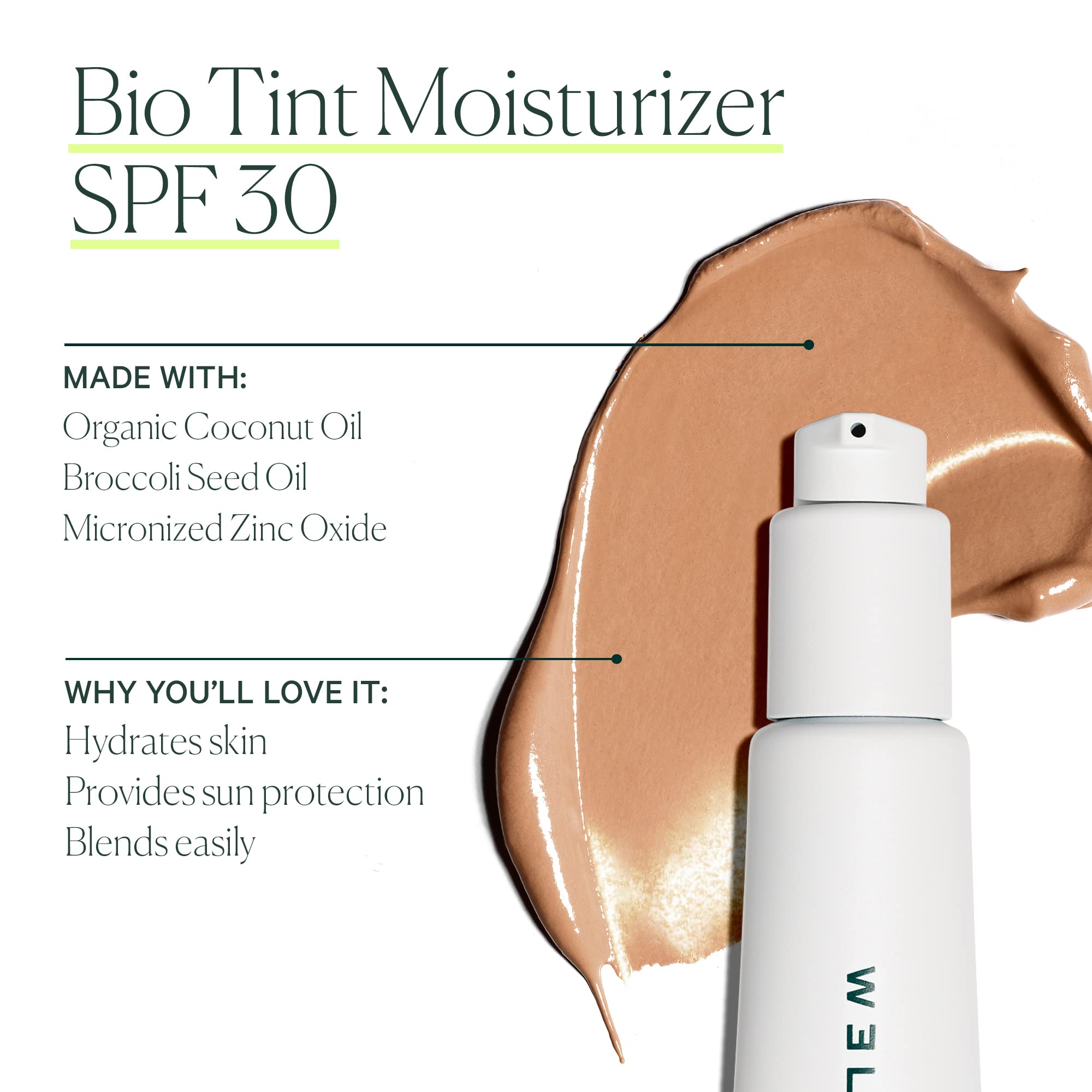 Well People Bio Tint SPF 30 Tinted Moisturizer - Vegan, Cruelty-Free Skin Perfecting Cream for Smoothing Imperfections & Hydration, Shade 4W | Daily Natural Makeup & Sun Protection for Flawless Complexion