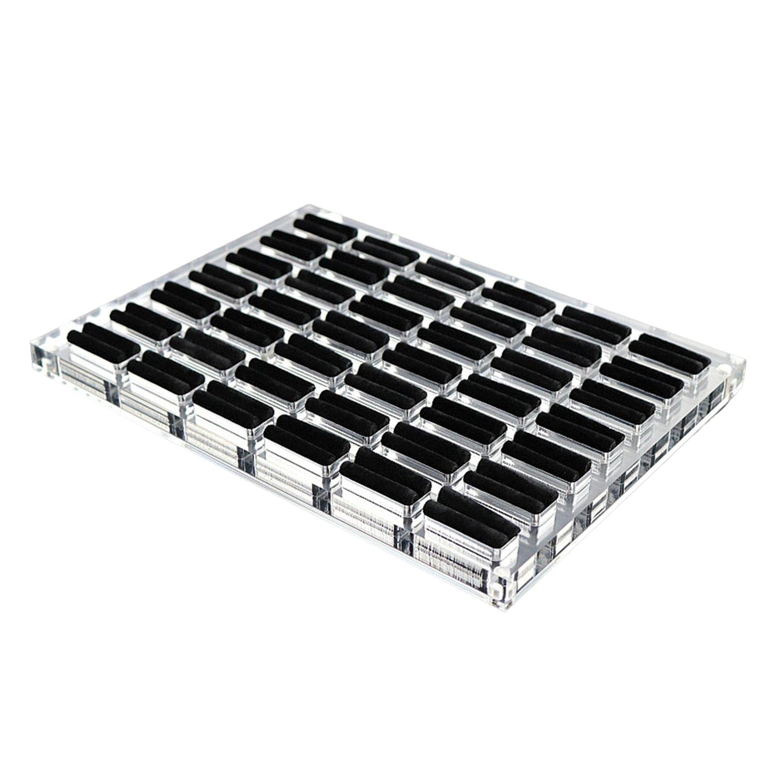 MagiDeal Acrylic Velvet Jewelry Display Tray - Black Ring Holder Box Organizer for Rings, Earrings & Necklaces | Perfect for Jewelry Stores, Boutiques & Home Organization