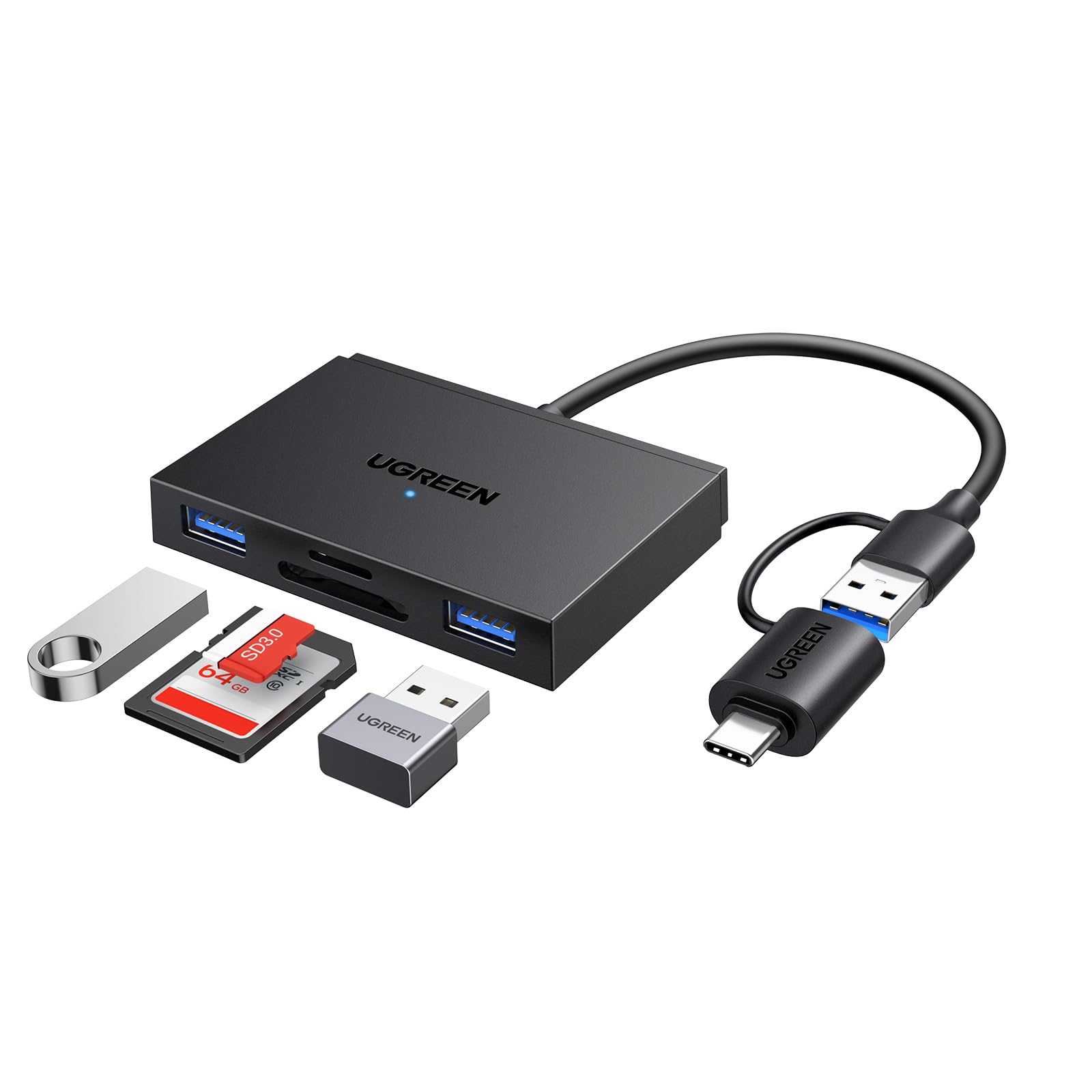 UGREEN USB C SD Card Reader 4-in-1 Adapter with Micro SD Slot - 5Gbps High Speed for iPhone 16/15 Pro Max, MacBook Air, iPad, Galaxy S24 Ultra - Perfect for Photo Transfer & Mobile Storage Expansion